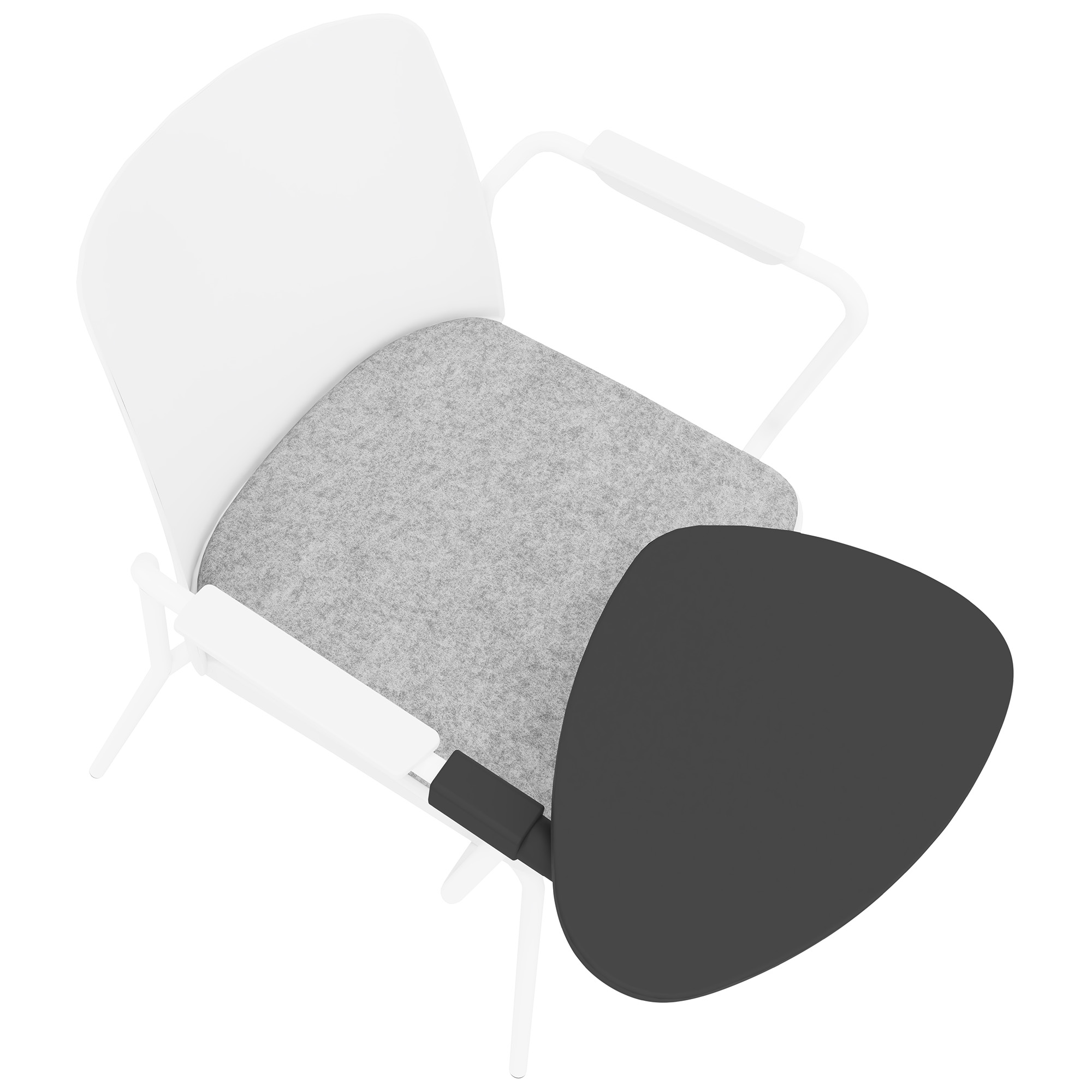 POLYTONE-L Chaise visiteur et de conférence avec tablette rabattable, couleur blanc - 7 Main Image