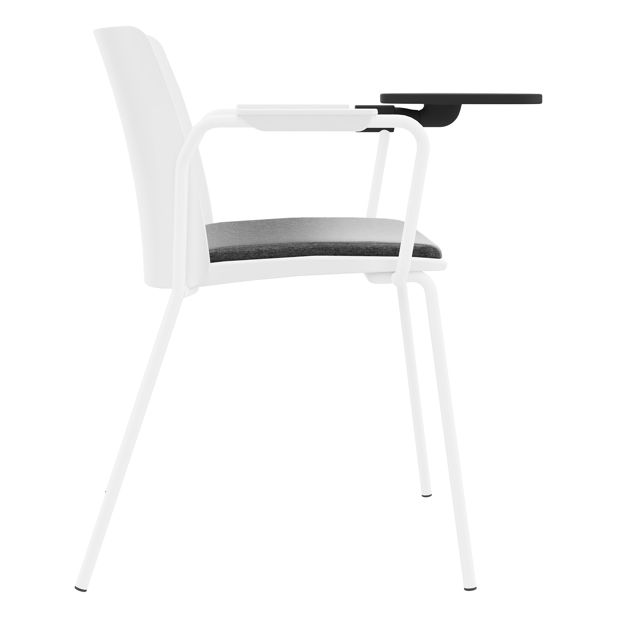 POLYTONE-L Chaise visiteur et de conférence avec tablette rabattable, couleur blanc - 3 Main Image