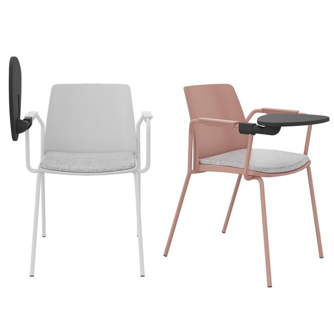 POLYTONE-L Chaise visiteur et de conférence avec tablette rabattable, couleur blanc - 9 Main Image