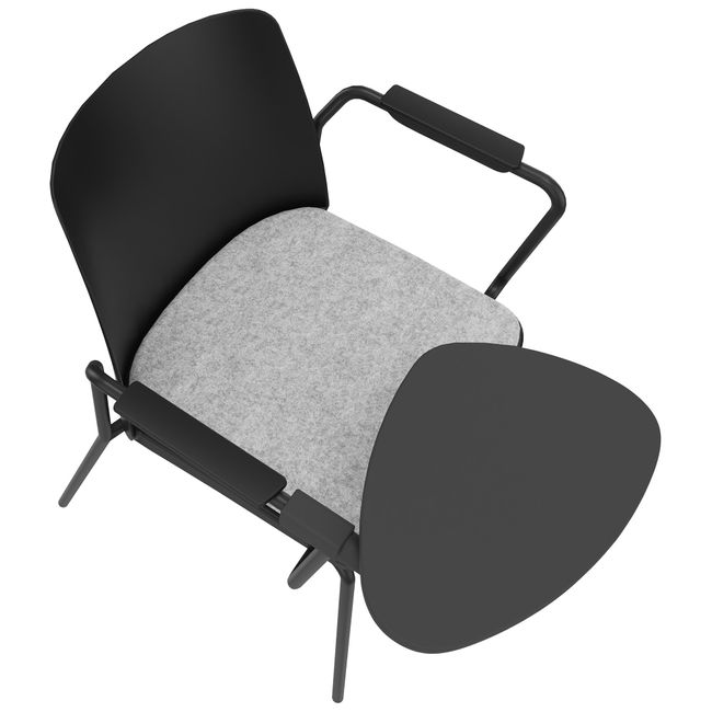 POLYTONE-L Besucher- und Konferenzstuhl mit Klapptisch, Farbe Schwarz