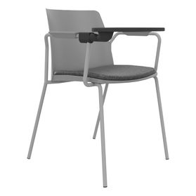 POLYTONE-L Besucher- und Konferenzstuhl mit Klapptisch, Farbe Grau