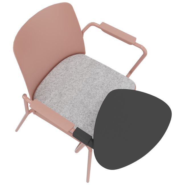 POLYTONE-L Besucher- und Konferenzstuhl mit Klapptisch, Farbe Altrosa
