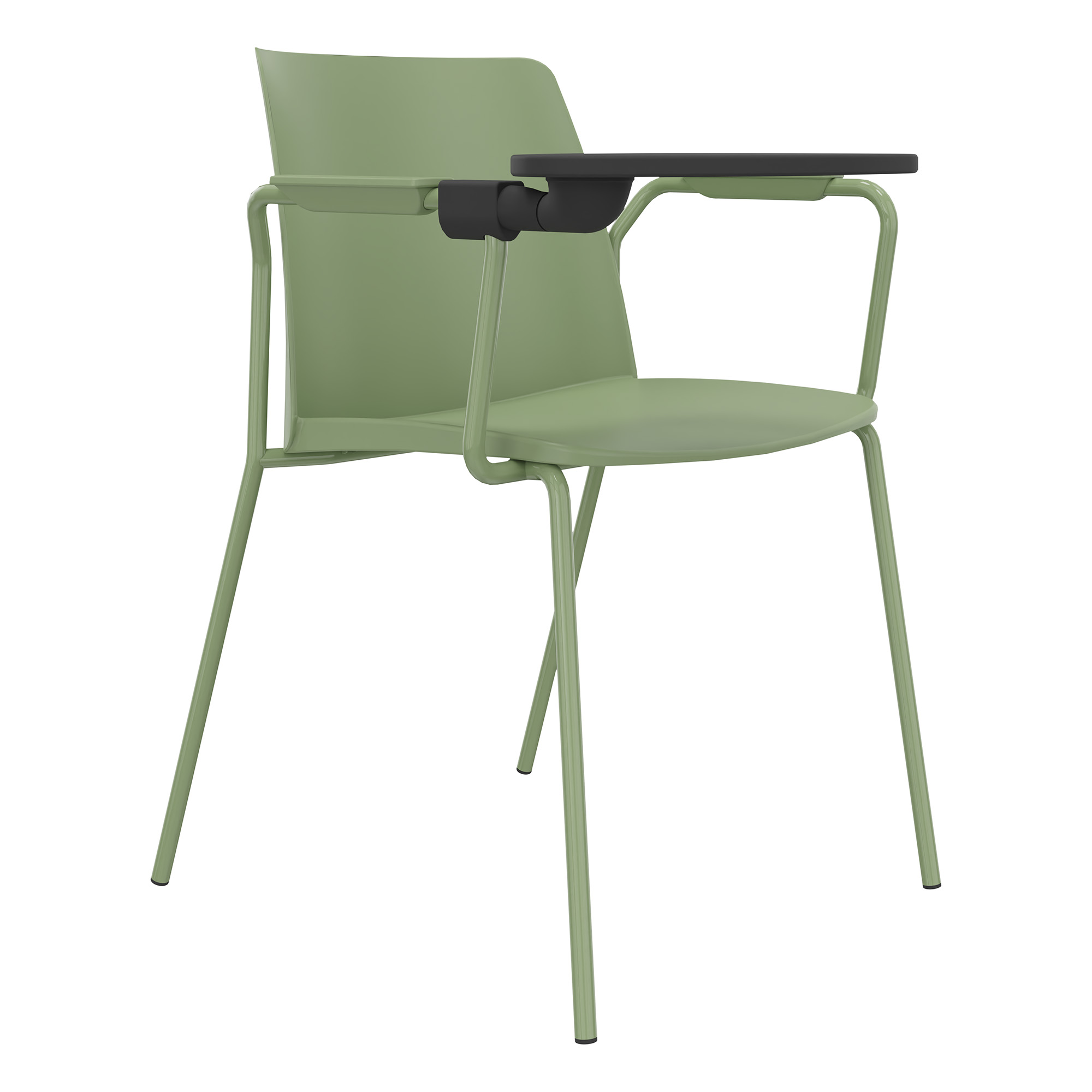 POLYTONE-L visitor and conference chair with folding table, color avocadrün - 2 Main Image