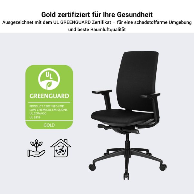 VIX B Bürodrehstuhl | Vollpolster | 3D-Armlehnen | Schwarz