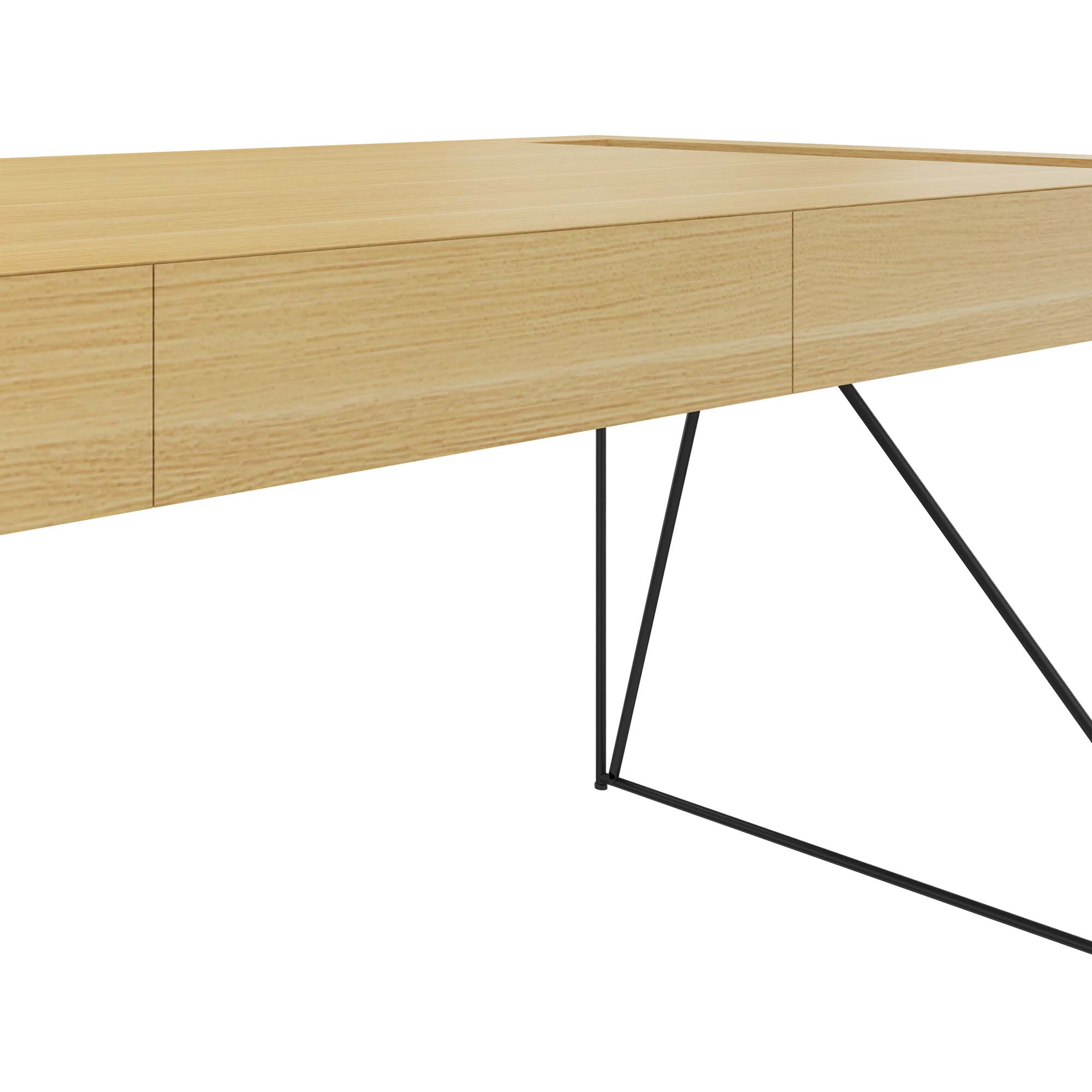 AIR executive desk | 2200 x 800 mm, integrated drawers, oak veneer - 4 Main Image