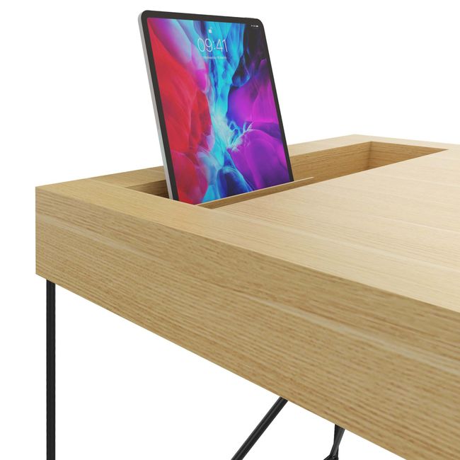 AIR executive desk | 2200 x 800 mm, integrated drawers, oak veneer - 6 Main Image
