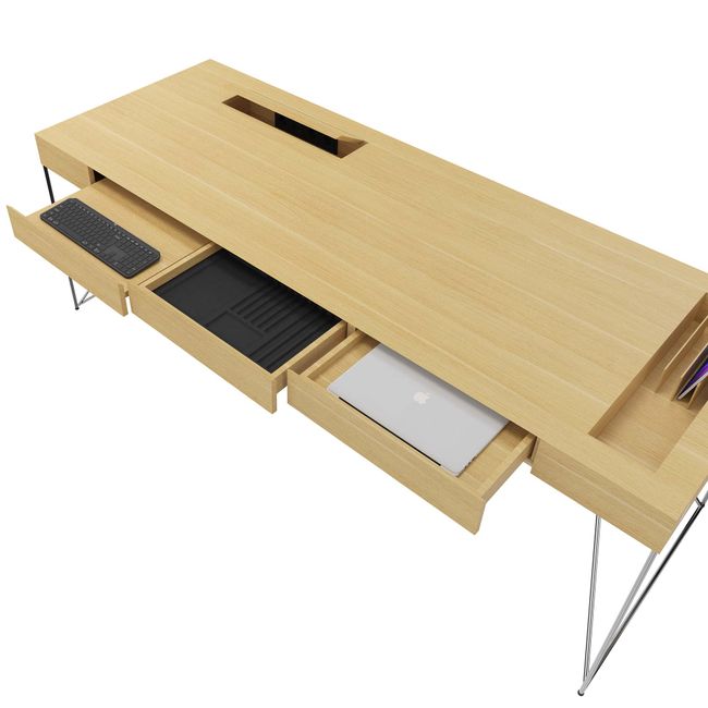 AIR Chefschreibtisch | 2200 x 800 mm, integrierte Schubladen, Eiche Furnier AIR Chefschreibtisch | 2200 x 800 mm, integrierte Schubladen, Eiche Furnier