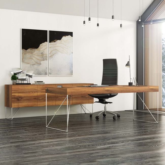 AIR Chefschreibtisch | 2200 x 800 mm, integrierte Schubladen, Eiche Furnier AIR Chefschreibtisch | 2200 x 800 mm, integrierte Schubladen, Eiche Furnier