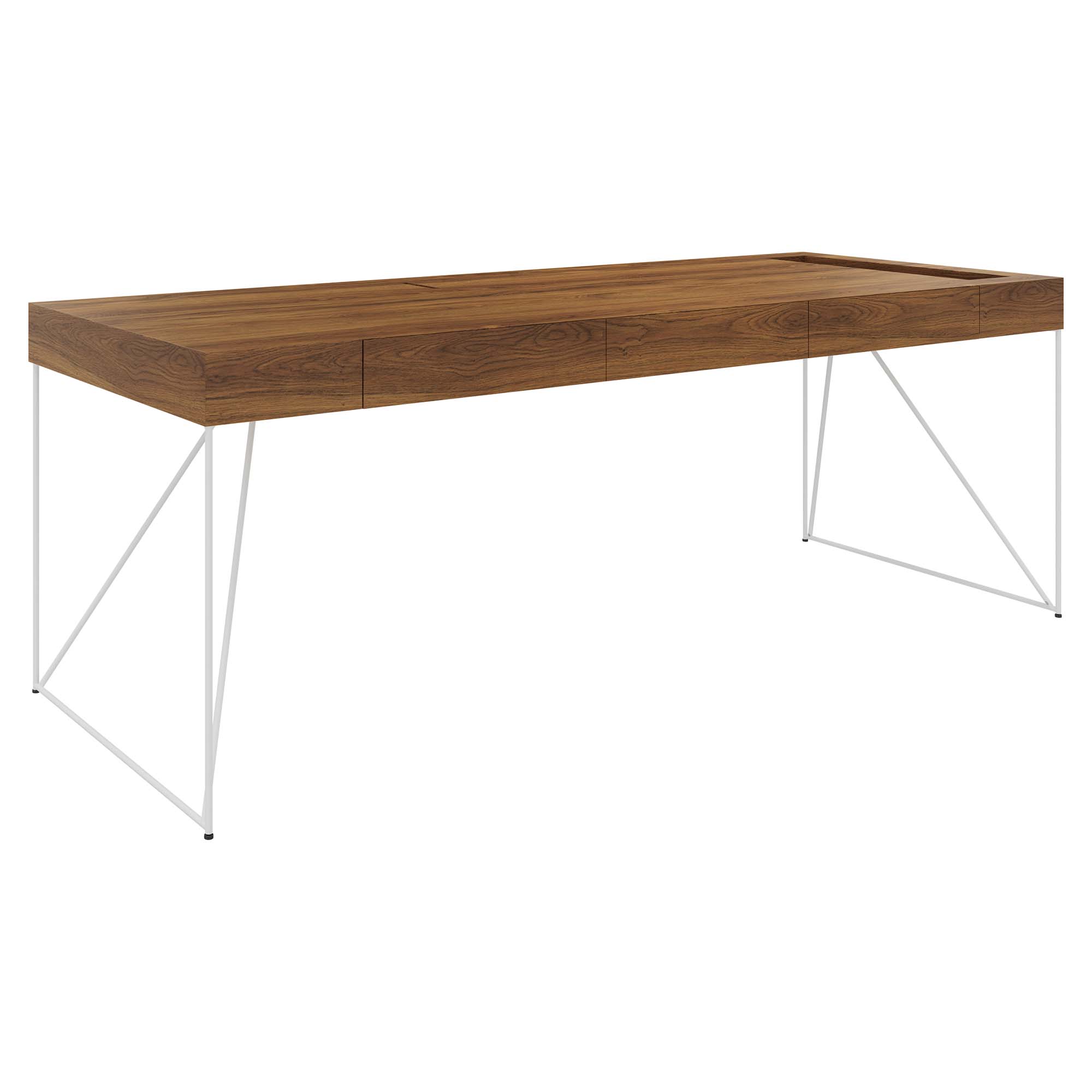 AIR Chefschreibtisch | 2200 x 800 mm, integrierte Schubladen, Nussbaum Furnier - 3 Main Image