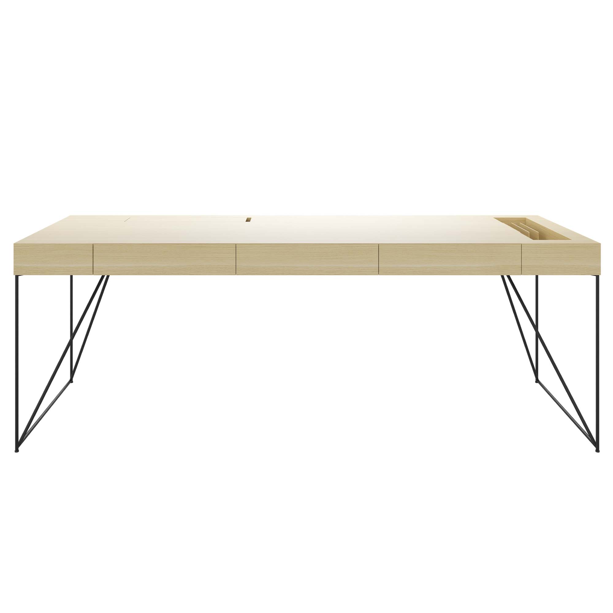 AIR executive desk | 2200 x 800 mm, integrated drawers, ash veneer - 3 Main Image