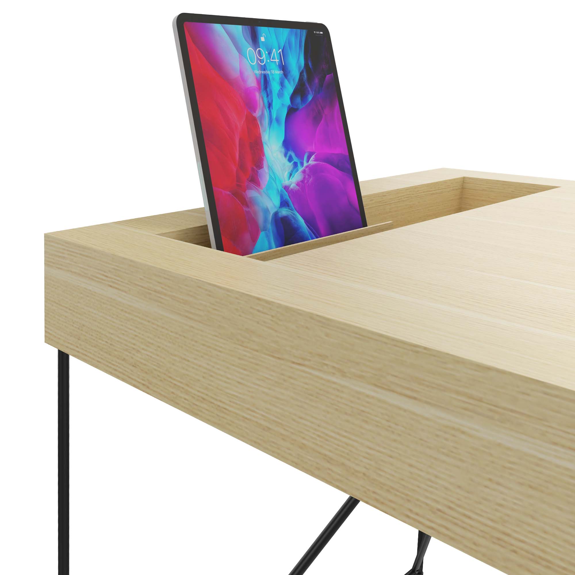 AIR executive desk | 2200 x 800 mm, integrated drawers, ash veneer - 7 Main Image