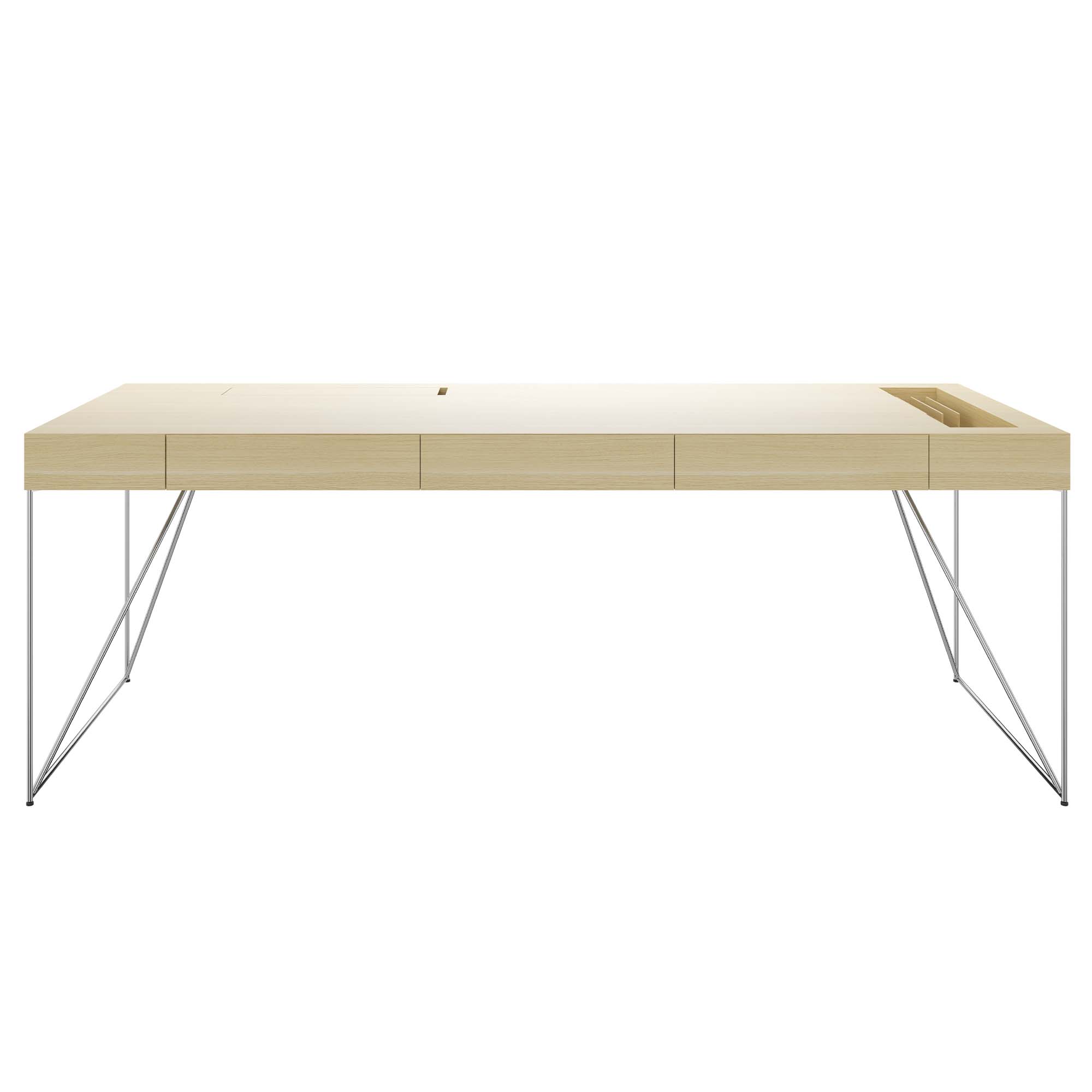 AIR executive desk | 2200 x 800 mm, integrated drawers, ash veneer - 3 Main Image