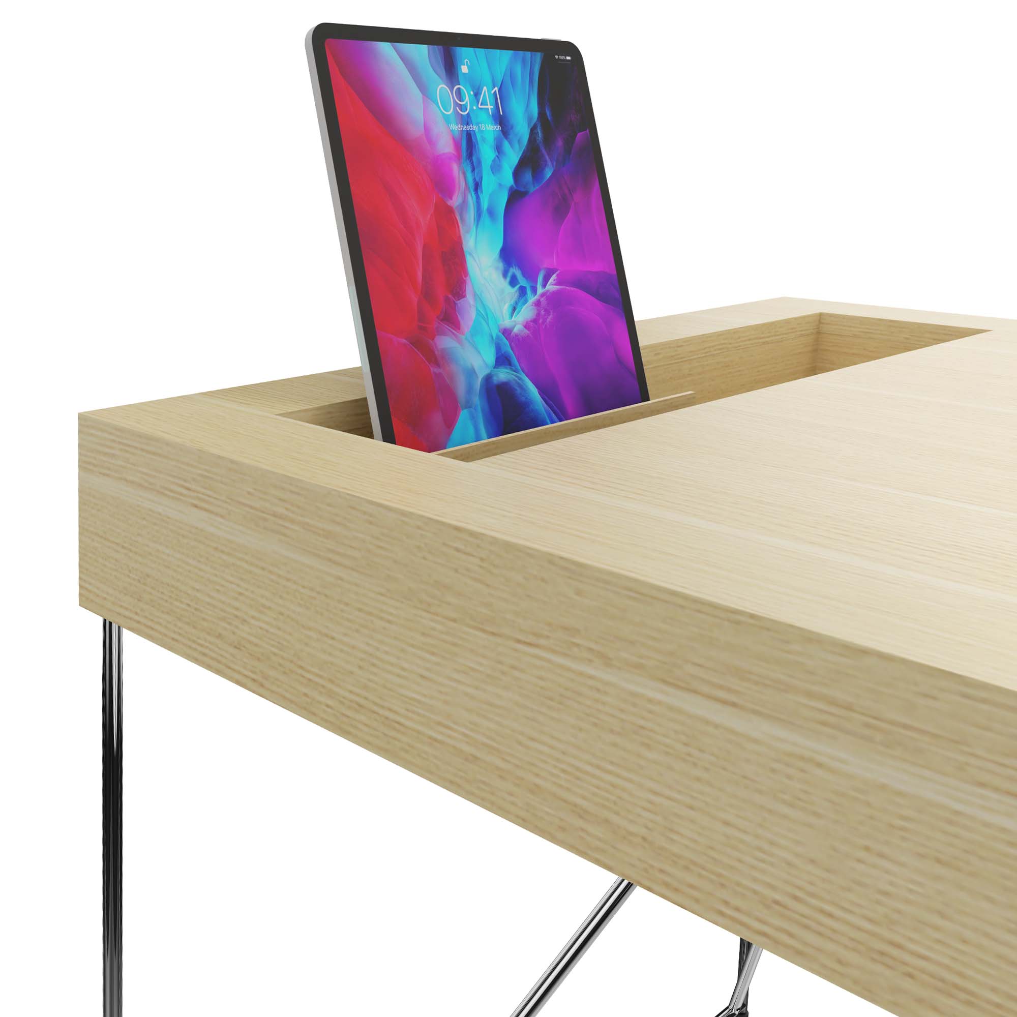 AIR executive desk | 2200 x 800 mm, integrated drawers, ash veneer - 7 Main Image