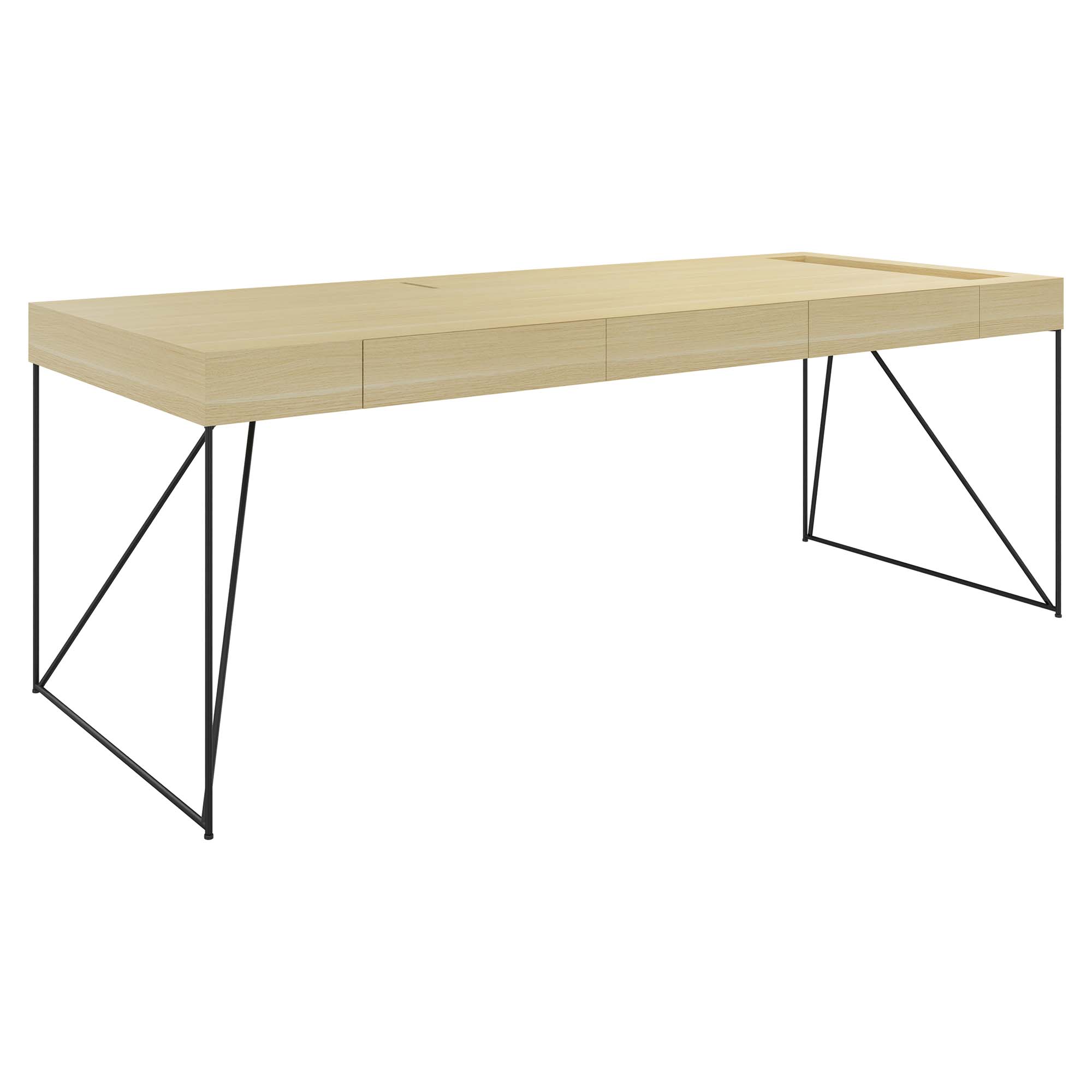 AIR executive desk | 2200 x 800 mm, integrated drawers, ash veneer - 1 Main Image