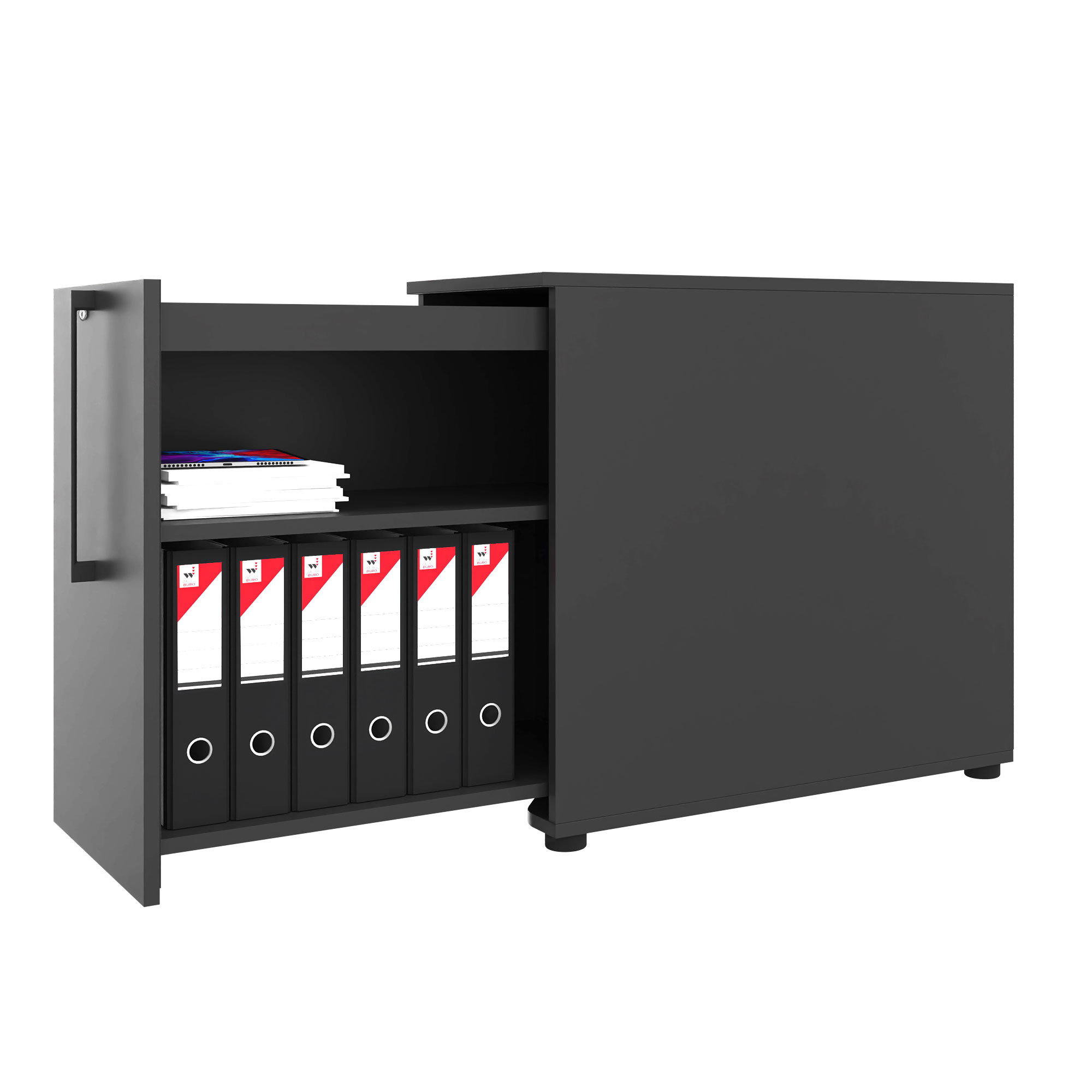 BOXI apothecary cabinet | 2 drawers, 420 x 800 mm, anthracite - 2 Main Image