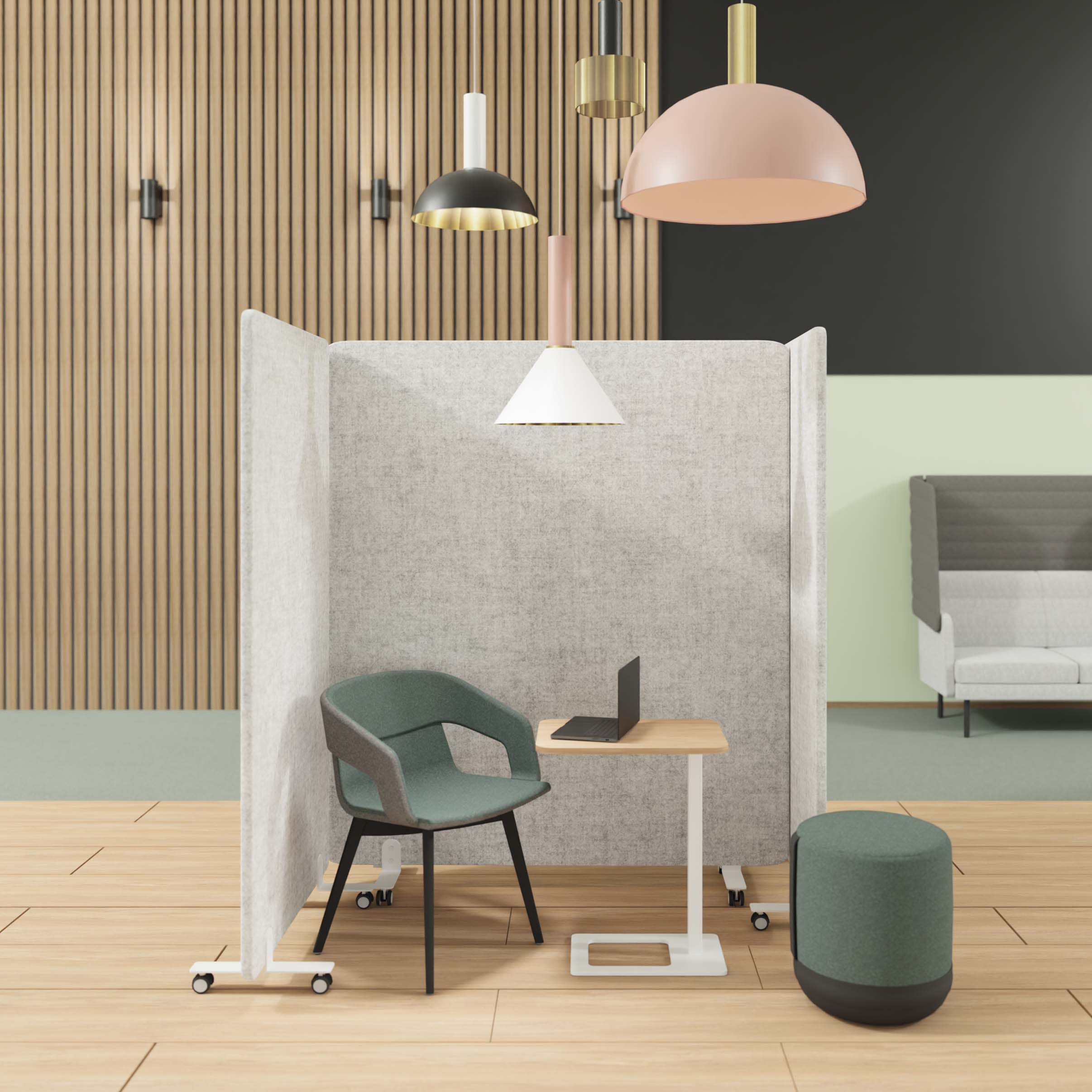 STANLY acoustic partition | Sound-absorbing, wool cover VELITO - light gray mottled - 2 Main Image