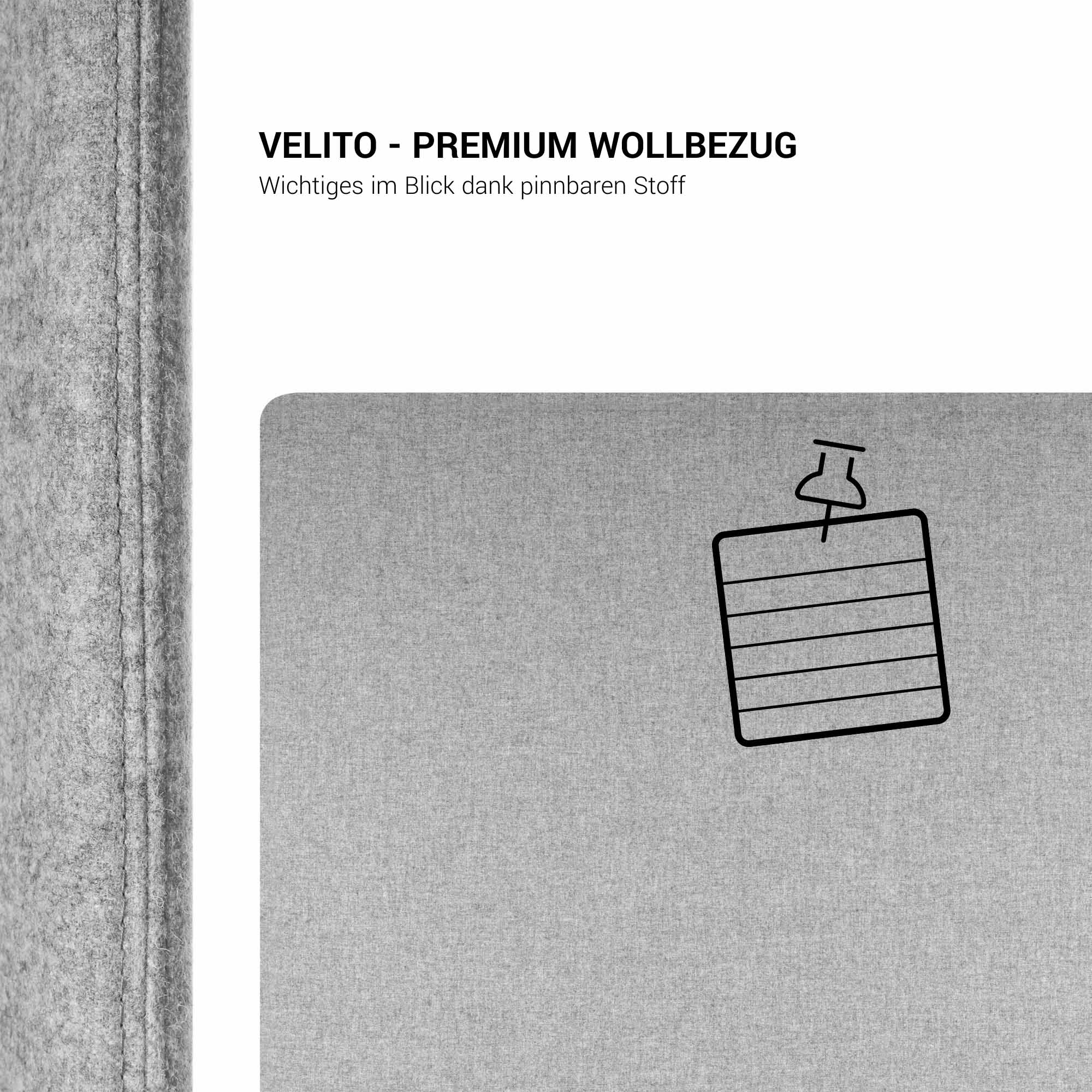 STANLY acoustic partition | Sound-absorbing, wool cover VELITO - light gray mottled - 4 Main Image