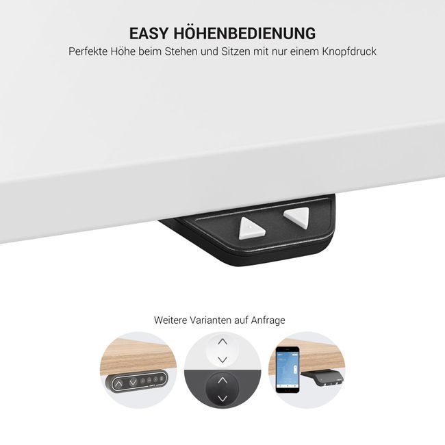 EASY 2-Motoren-Schreibtisch | 1200 - 1800 mm, elektrisch höhenverstellbar, Weiß