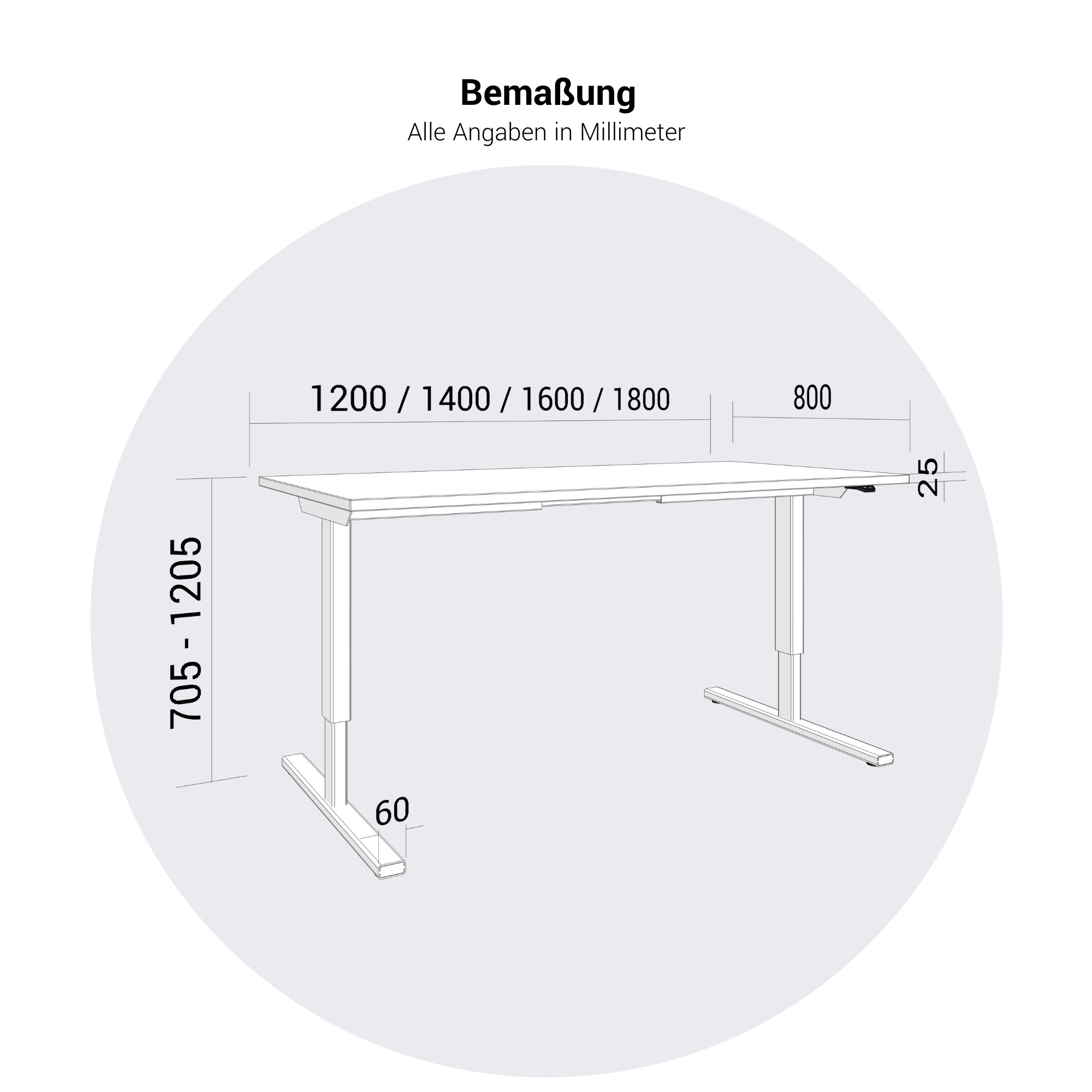 EASY 2-motor desk | 1200 - 1800 mm, electrically height adjustable, black - 25 Main Image