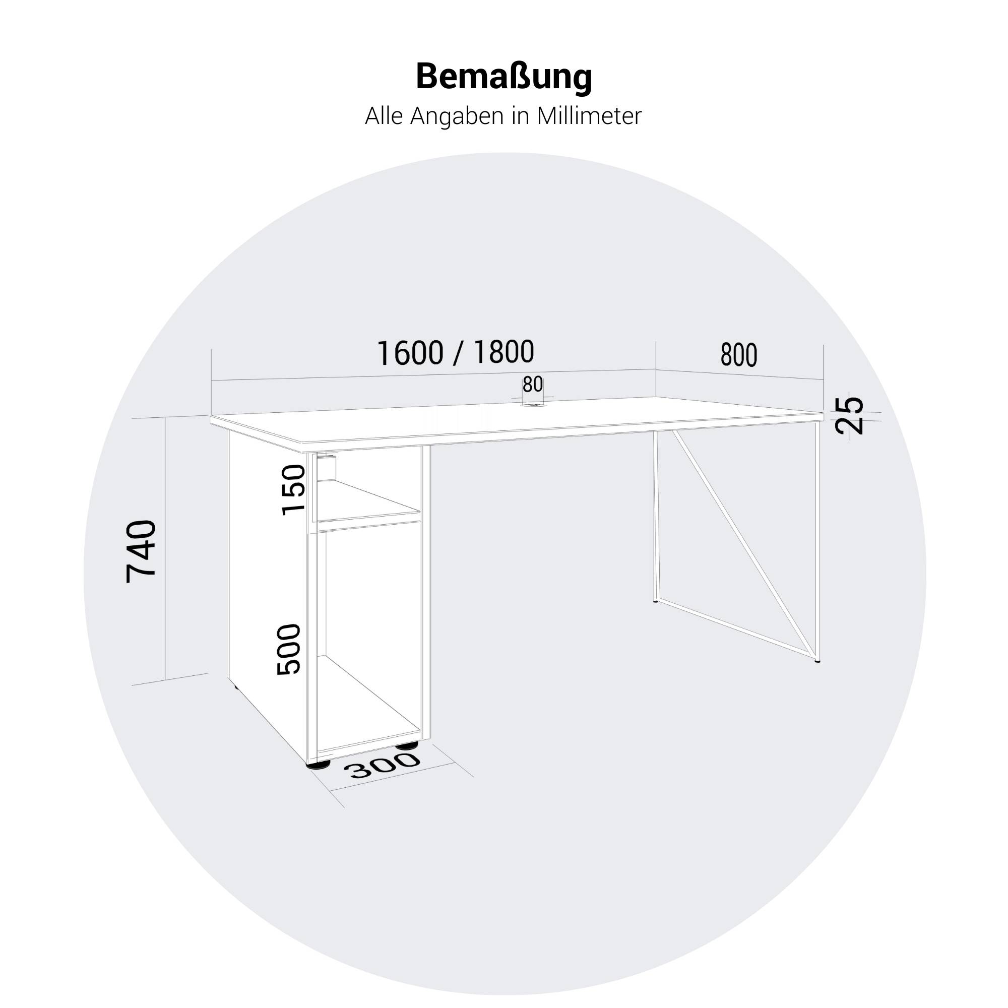 AIR Bureau | 1600 - 1800 mm, ordinateur, blanc - 13 Main Image
