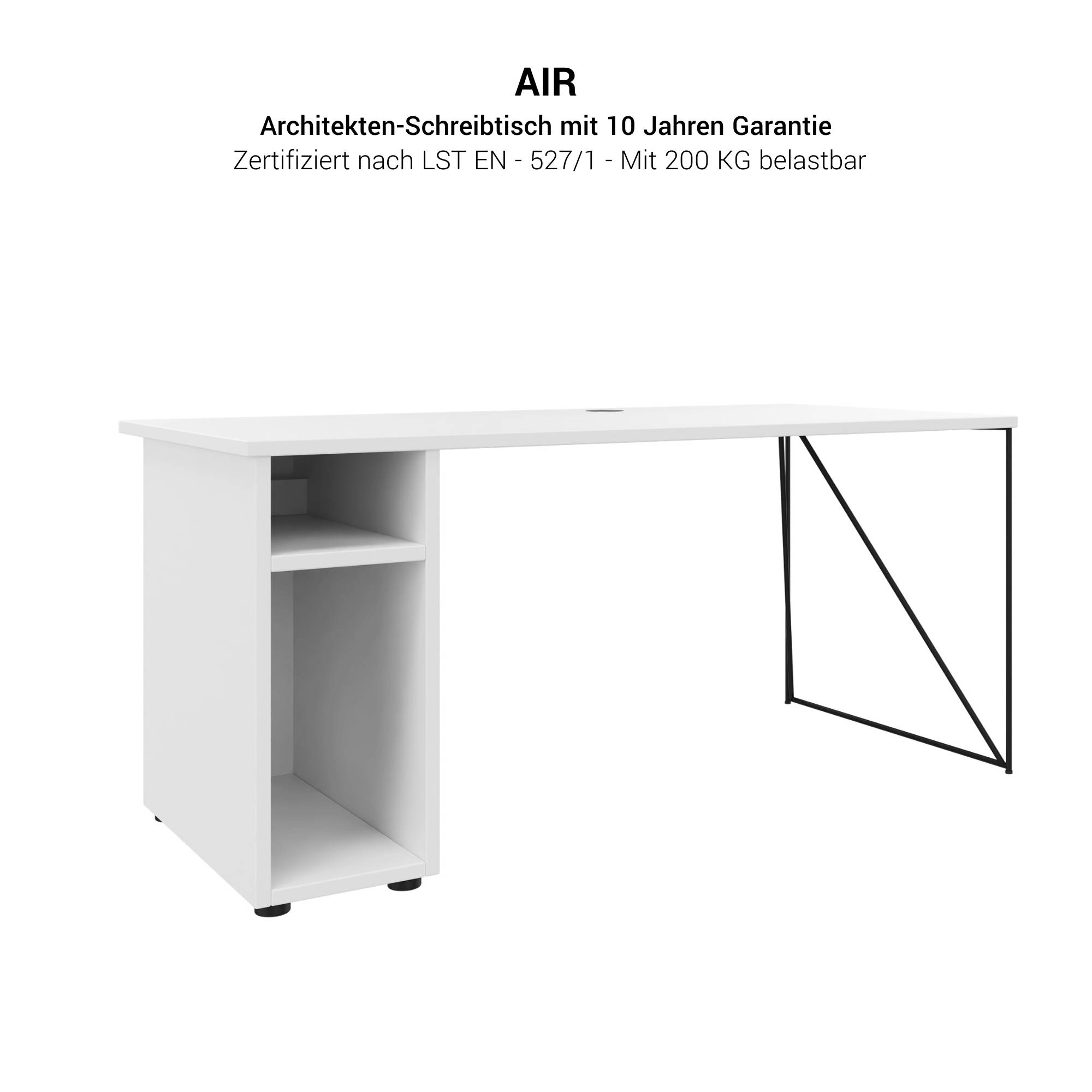 AIR Bureau | 1600 - 1800 mm, compartiment informatique, cendres de sable - 7 Main Image