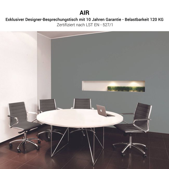 AIR Besprechungstisch | Rund, Ø 1200 mm (4 Personen), Weiß 