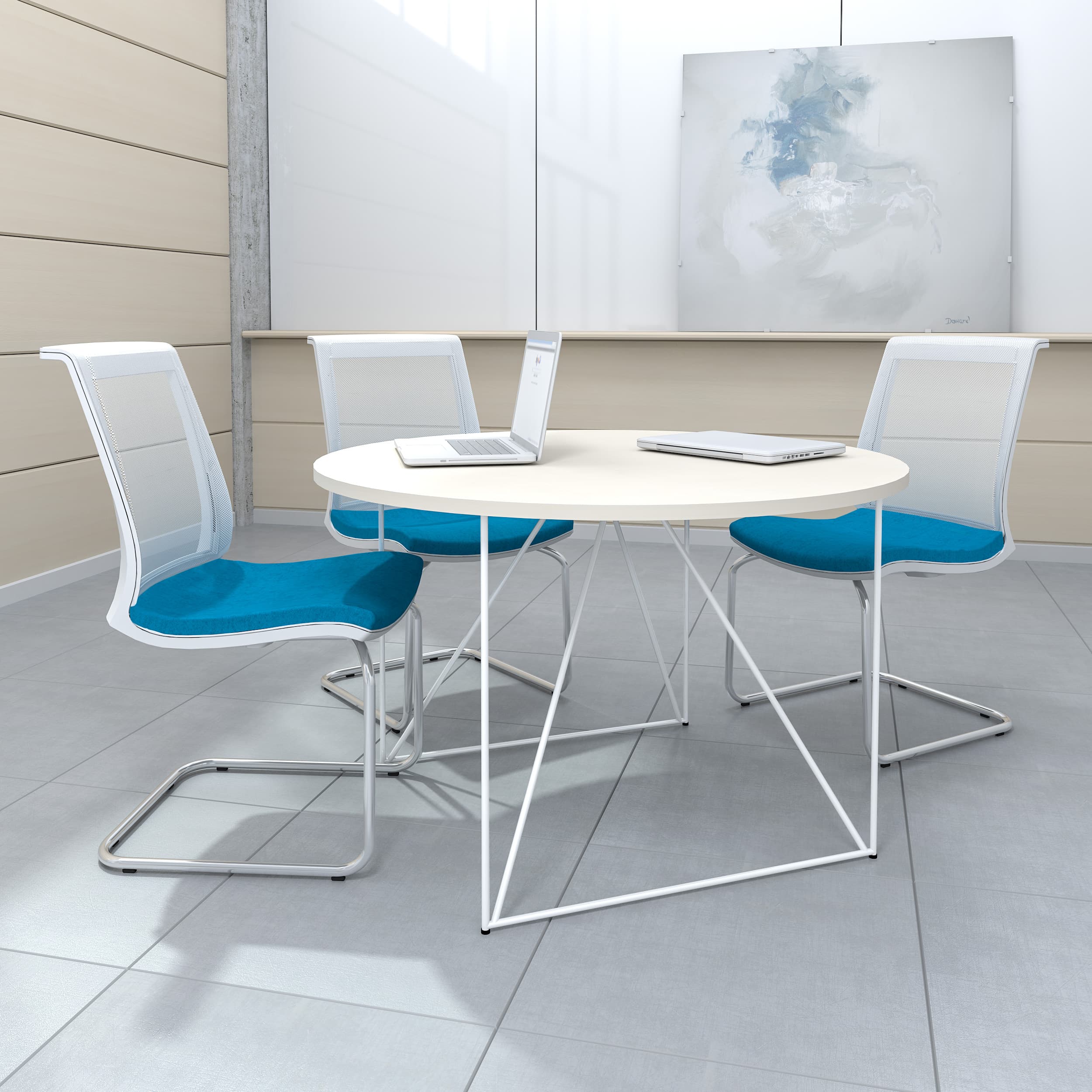 AIR meeting table | Round, Ø 1200 mm (4 people), pearl gray - 9 Main Image
