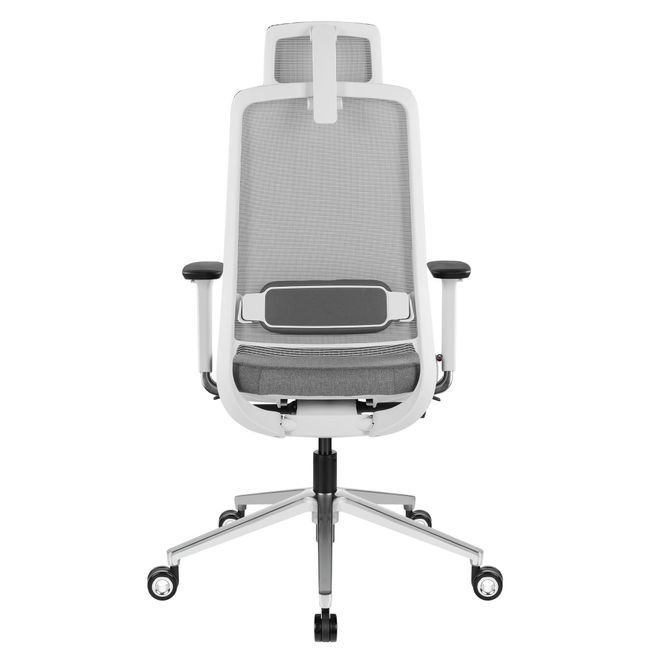 FILO 2.0 Bürodrehstuhl mit Kopfstütze | Lordosenstütze, Netzrücken, Grau 