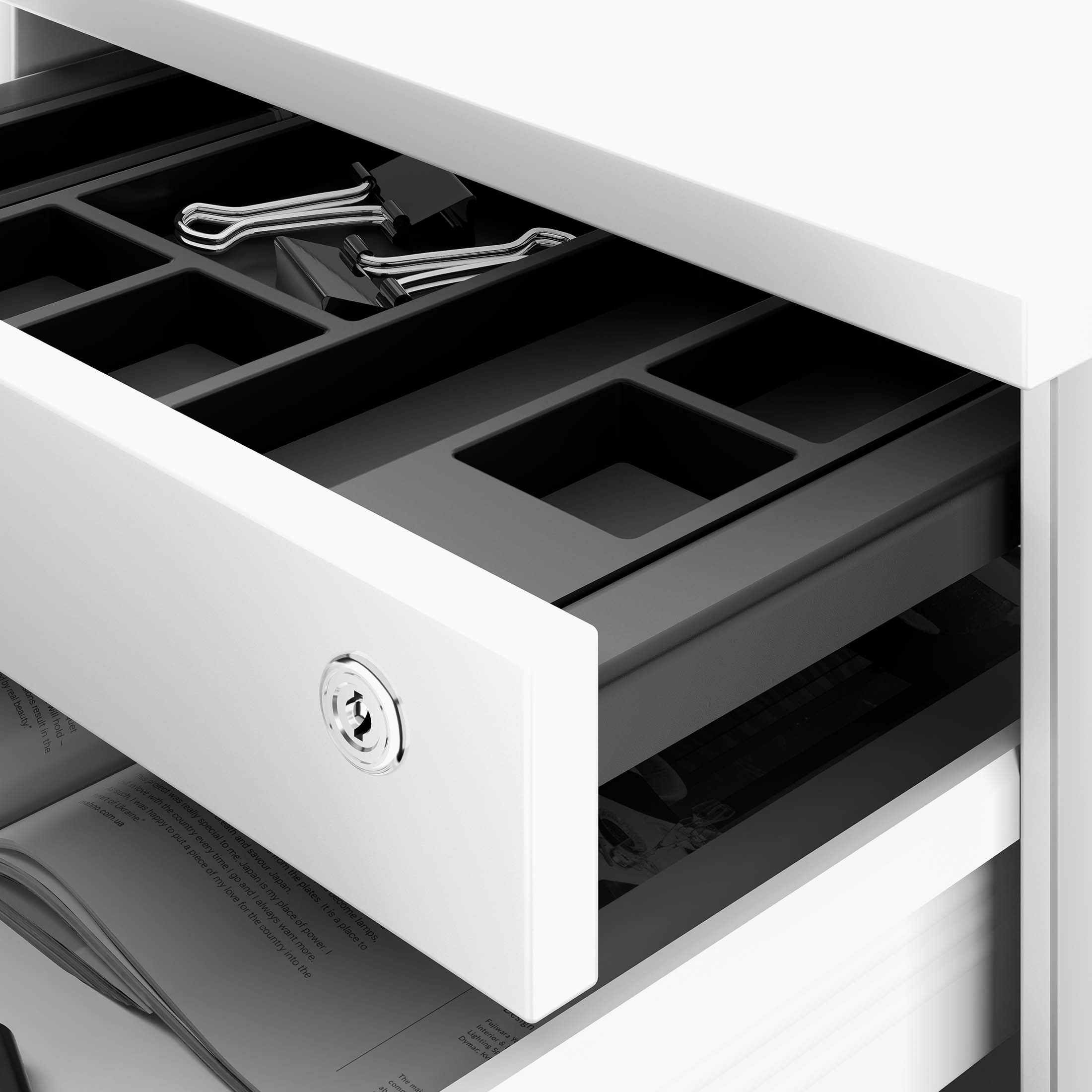 NOVA Roll container | 3 drawers + 1 small parts, 600 mm deep, white - 5 Main Image