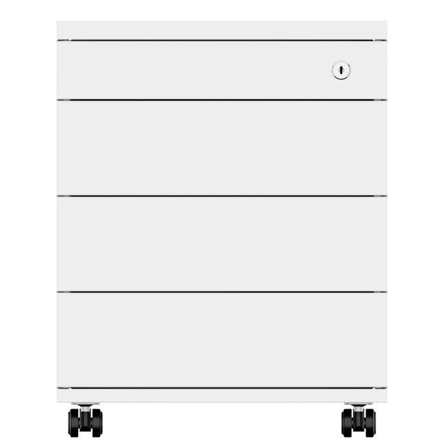 NOVA Rollcontainer | 3 Schubladen + 1 Kleinteilefach, 600 mm tief, weiß