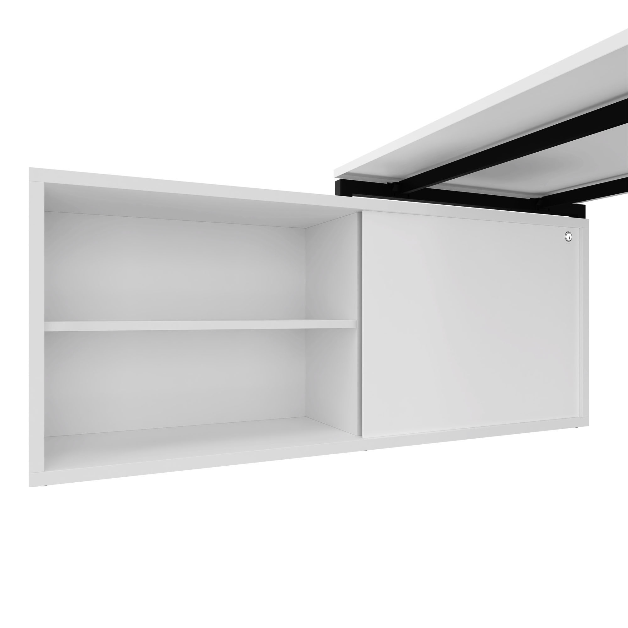 NOVA Executive desk with lowboard | 2000 x 1382 mm, white - 3 Main Image