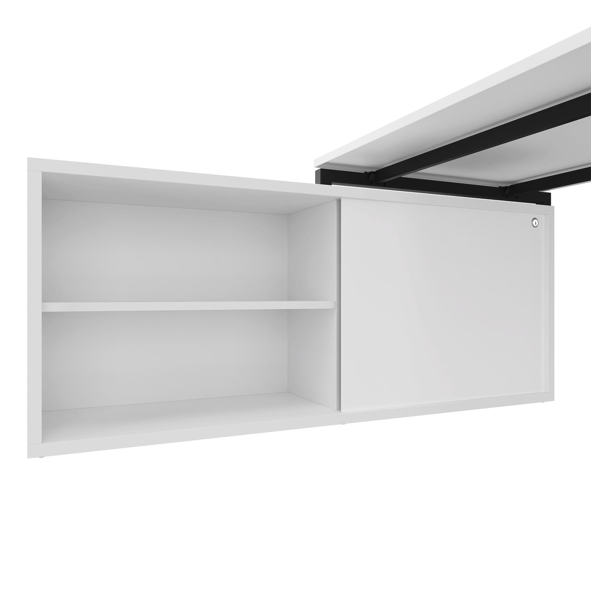NOVA Executive desk with lowboard | 2000 x 1382 mm, white - 3 Main Image
