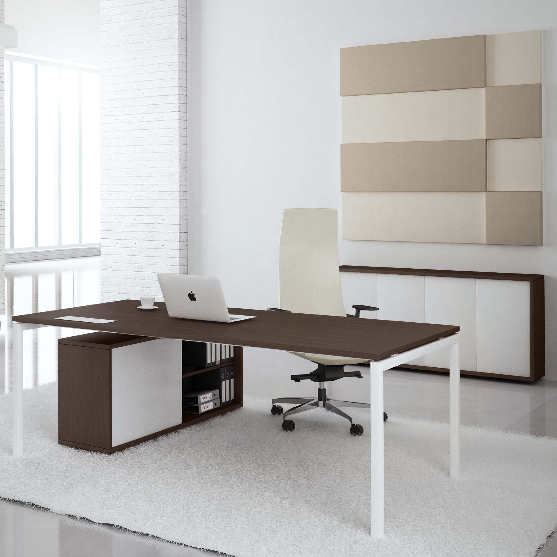 NOVA U Bureau en chef avec Lowboard | 2000 x 1382 mm, blanc - 15 Main Image