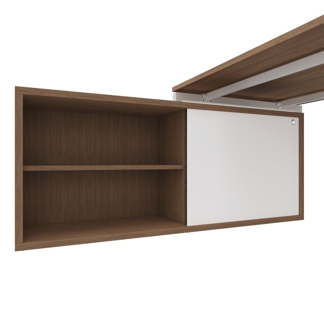 NOVA U Chefschreibtisch mit Lowboard | 2000 x 1382 mm, Bernsteineiche