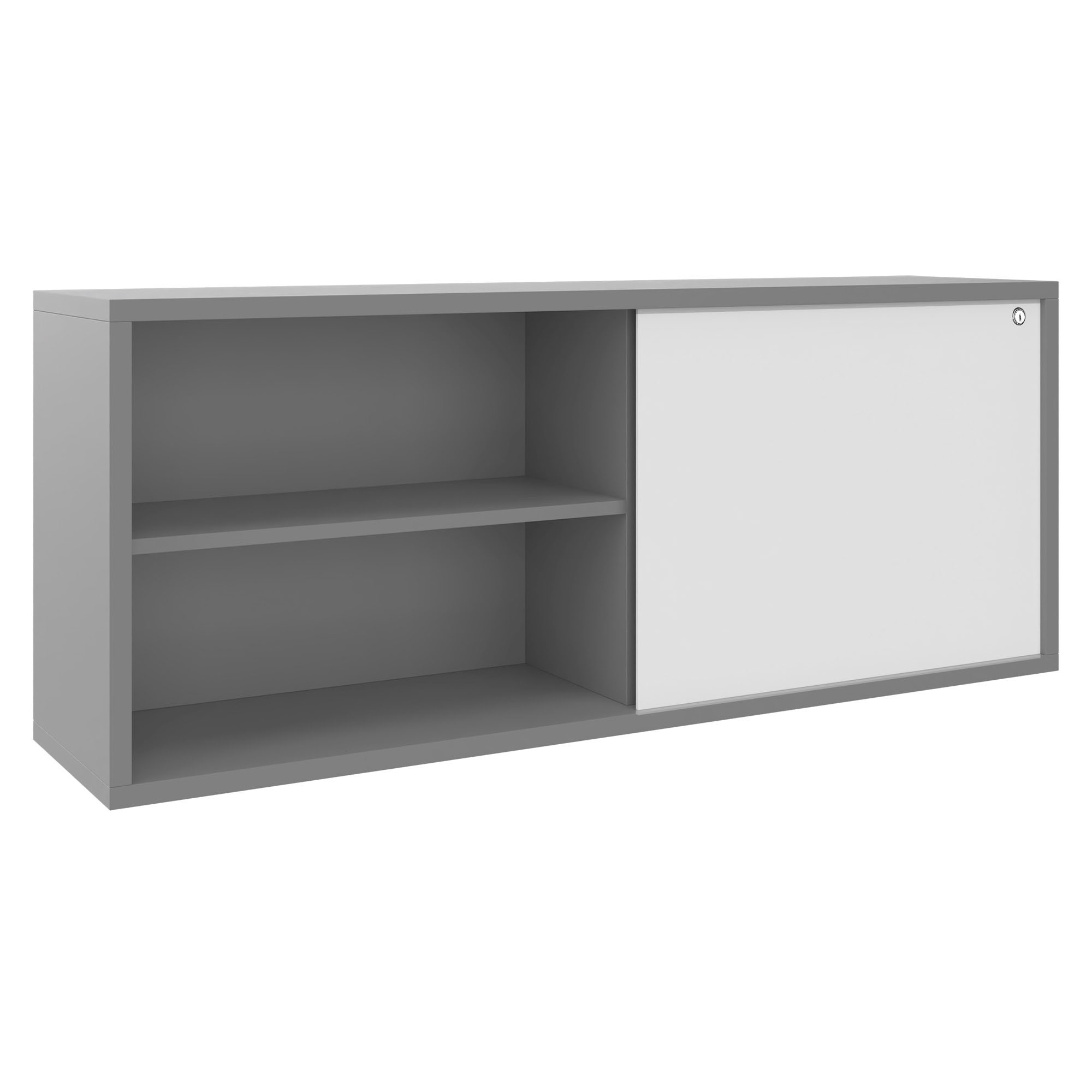 NOVA U Bureau en chef avec Lowboard | 2000 x 1382 mm, gris perlé - 4 Main Image