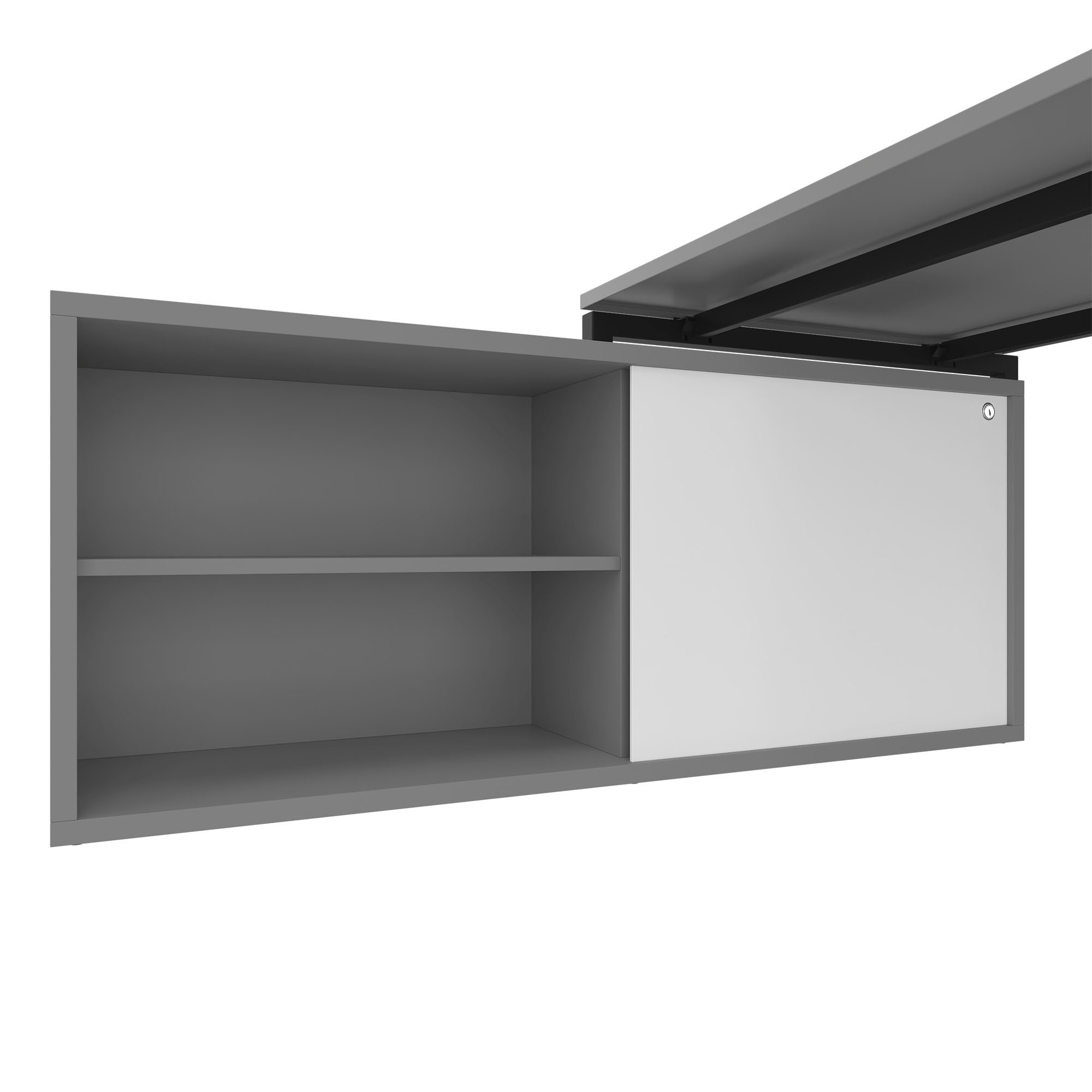 NOVA U executive desk with lowboard | 2000 x 1382 mm, pearl gray - 3 Main Image