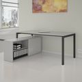 NOVA U Bureau en chef avec Lowboard | 2000 x 1382 mm, gris perlé - 1 Thumbnail Image