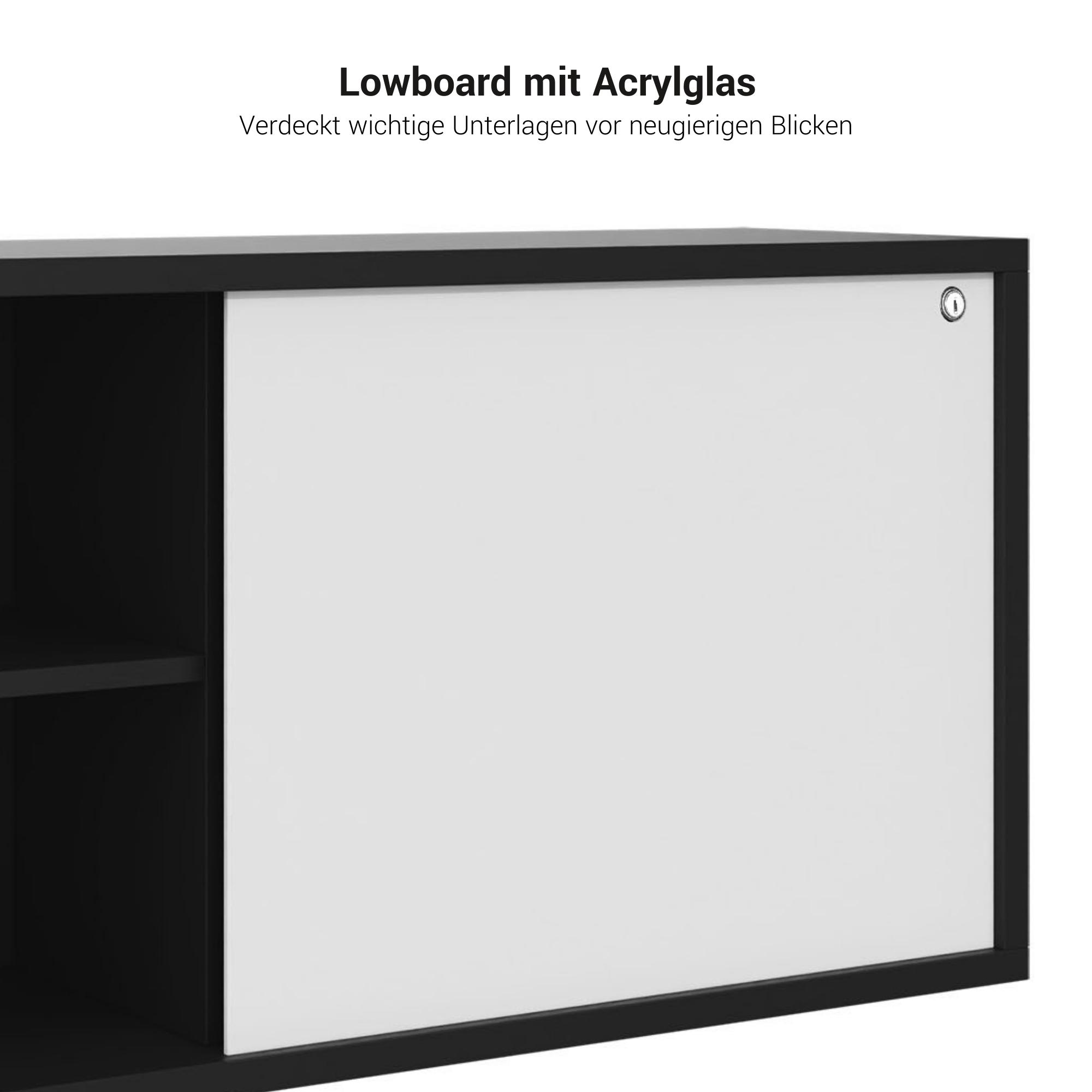 NOVA U Bureau en chef avec Lowboard | 2000 x 1382 mm, anthracite - 9 Main Image