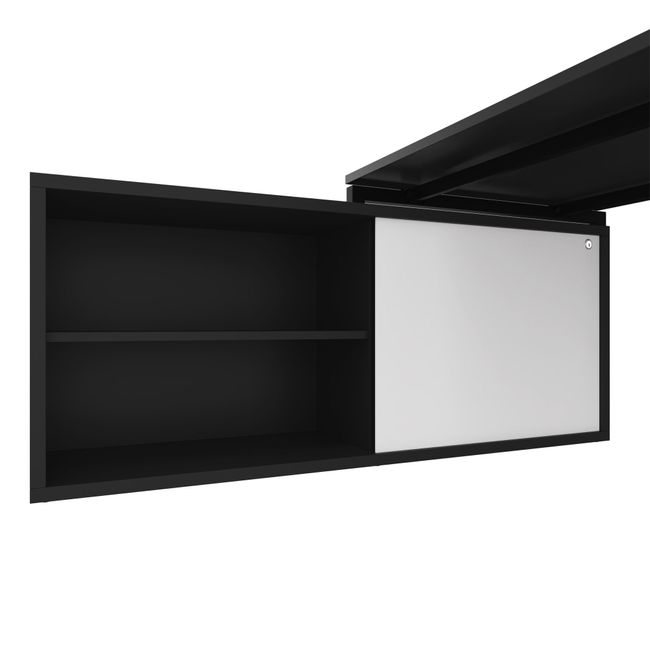 NOVA U Chefschreibtisch mit Lowboard | 2000 x 1382 mm, Anthrazit