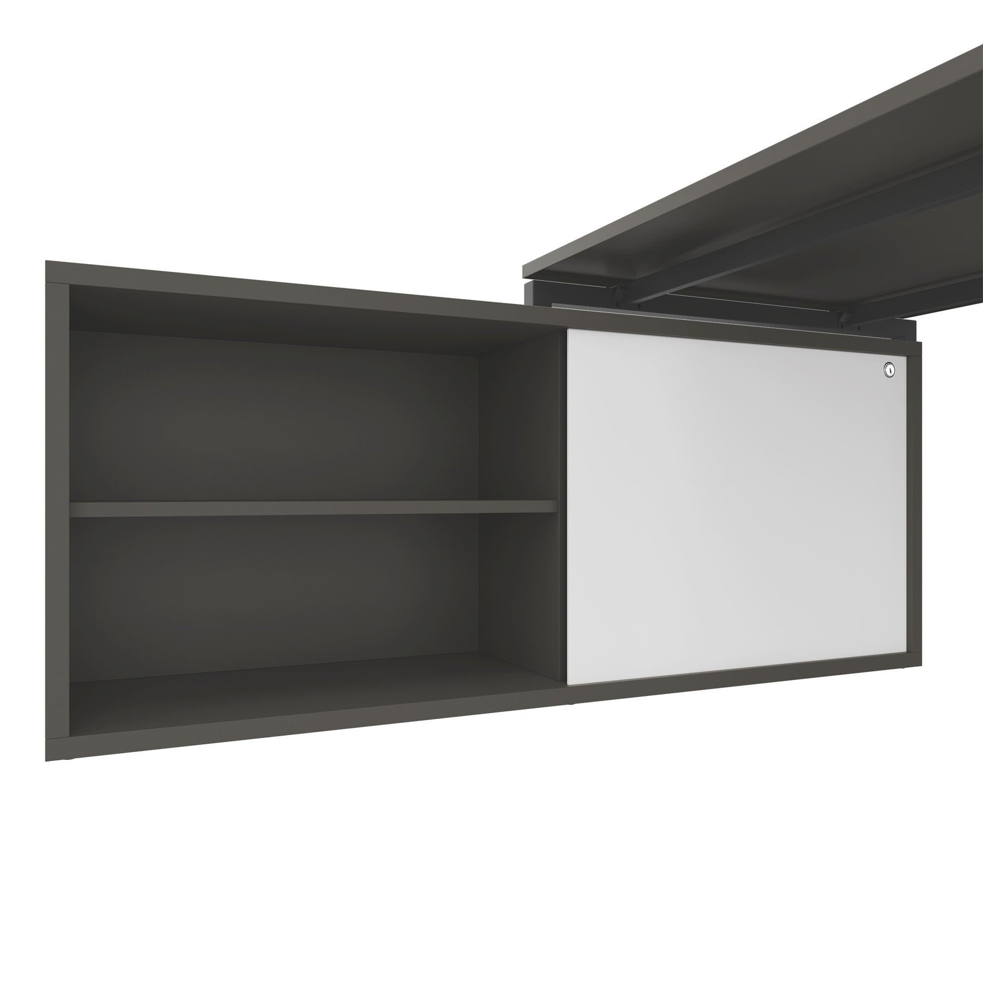 NOVA U executive desk with lowboard | 2000 x 1382 mm, Cubanite gray - 3 Main Image