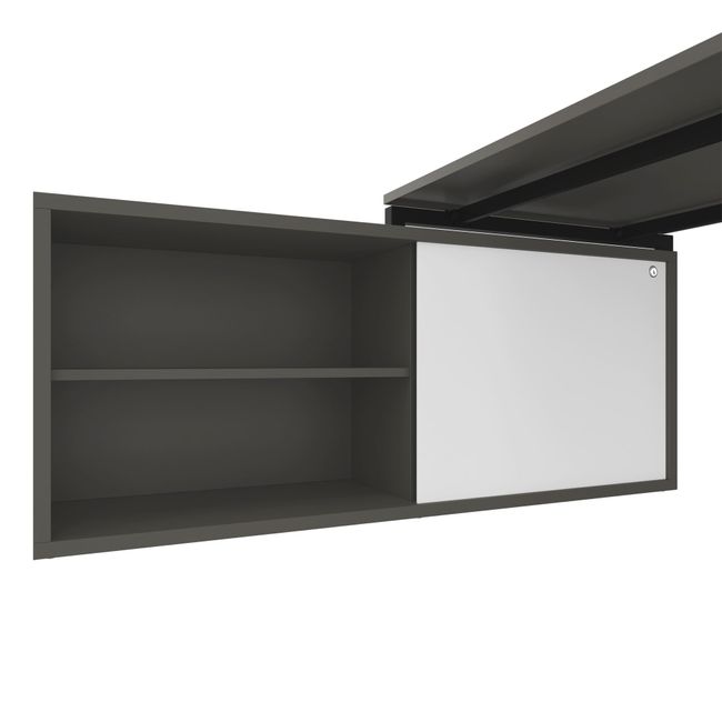 NOVA U Chefschreibtisch mit Lowboard | 2000 x 1382 mm, Cubanitgrau