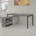 NOVA U executive desk with lowboard | 2000 x 1382 mm, Cubanite gray - 1 Thumbnail Image