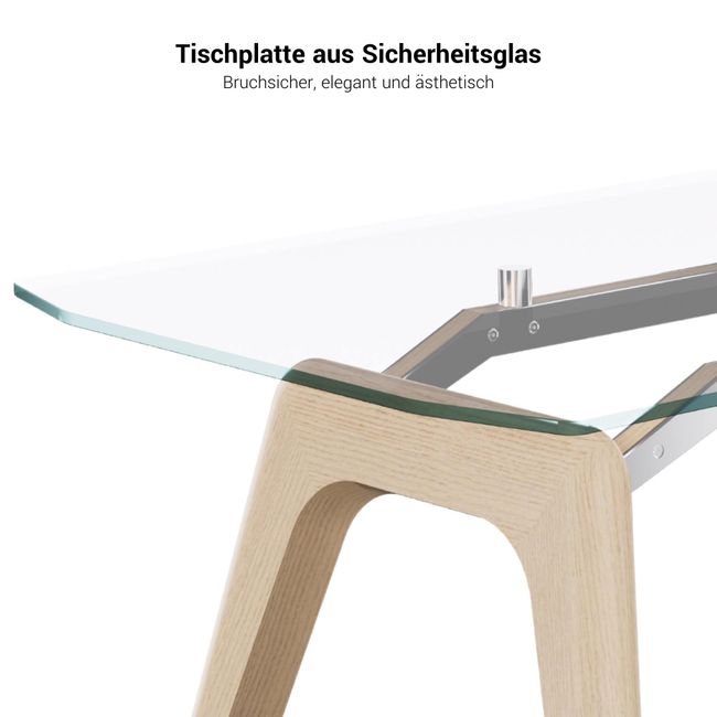 BRALCO RAIL Besprechungstisch | 1800 - 2400 mm (6 - 8 Personen) | Glas-Tischplatte, Eiche-Massivholz-Gestell