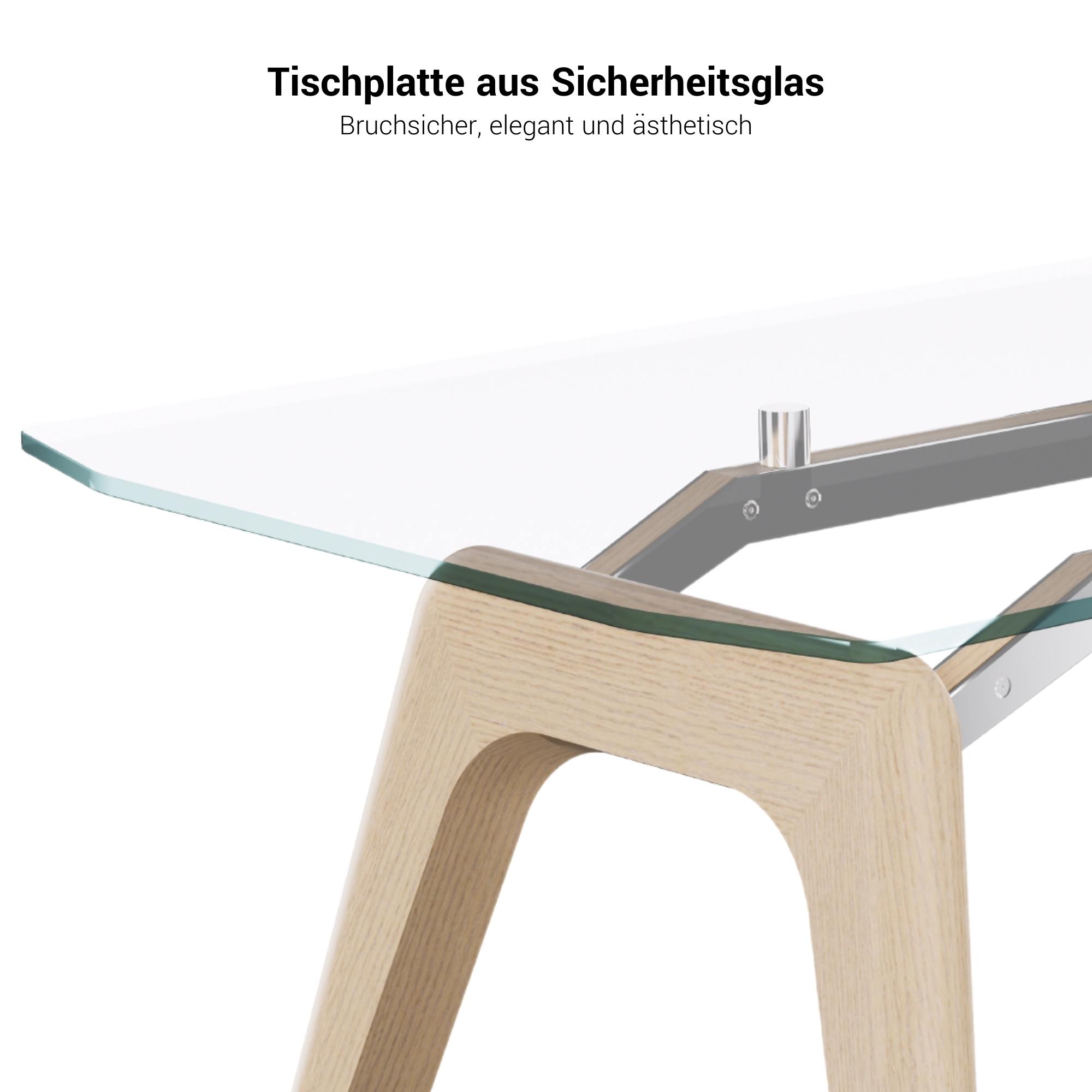 BRALCO RAIL desk | 1800 - 2400mm | Glass table top, solid oak wood frame - 6 Main Image