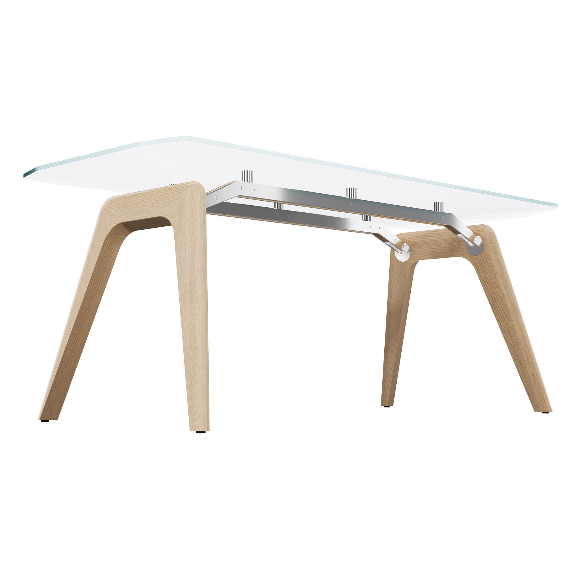 BRALCO RAIL desk | 1800 - 2400mm | Glass table top, solid oak wood frame - 2 Main Image