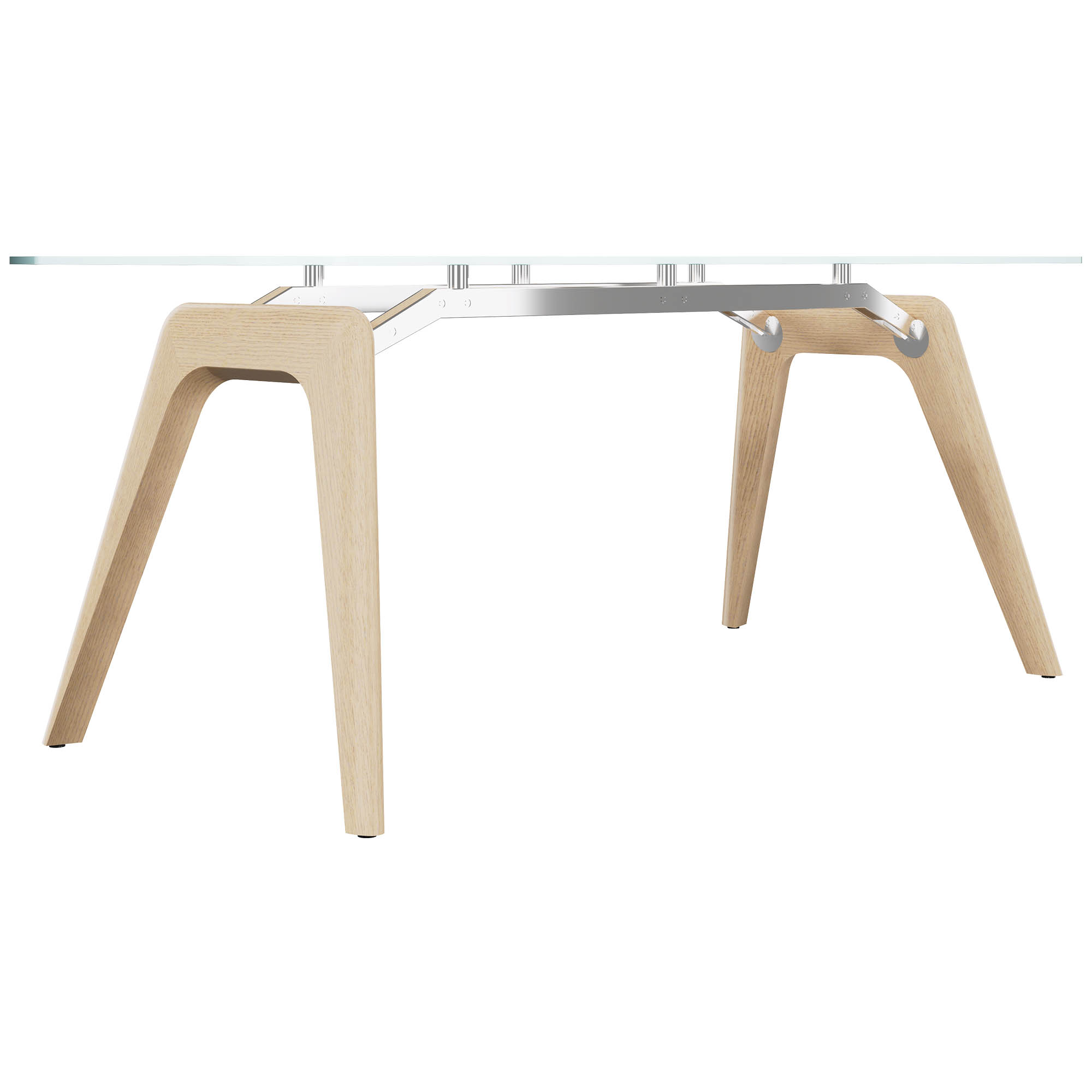 BRALCO RAIL desk | 1800 - 2400mm | Glass table top, solid oak wood frame - 3 Main Image