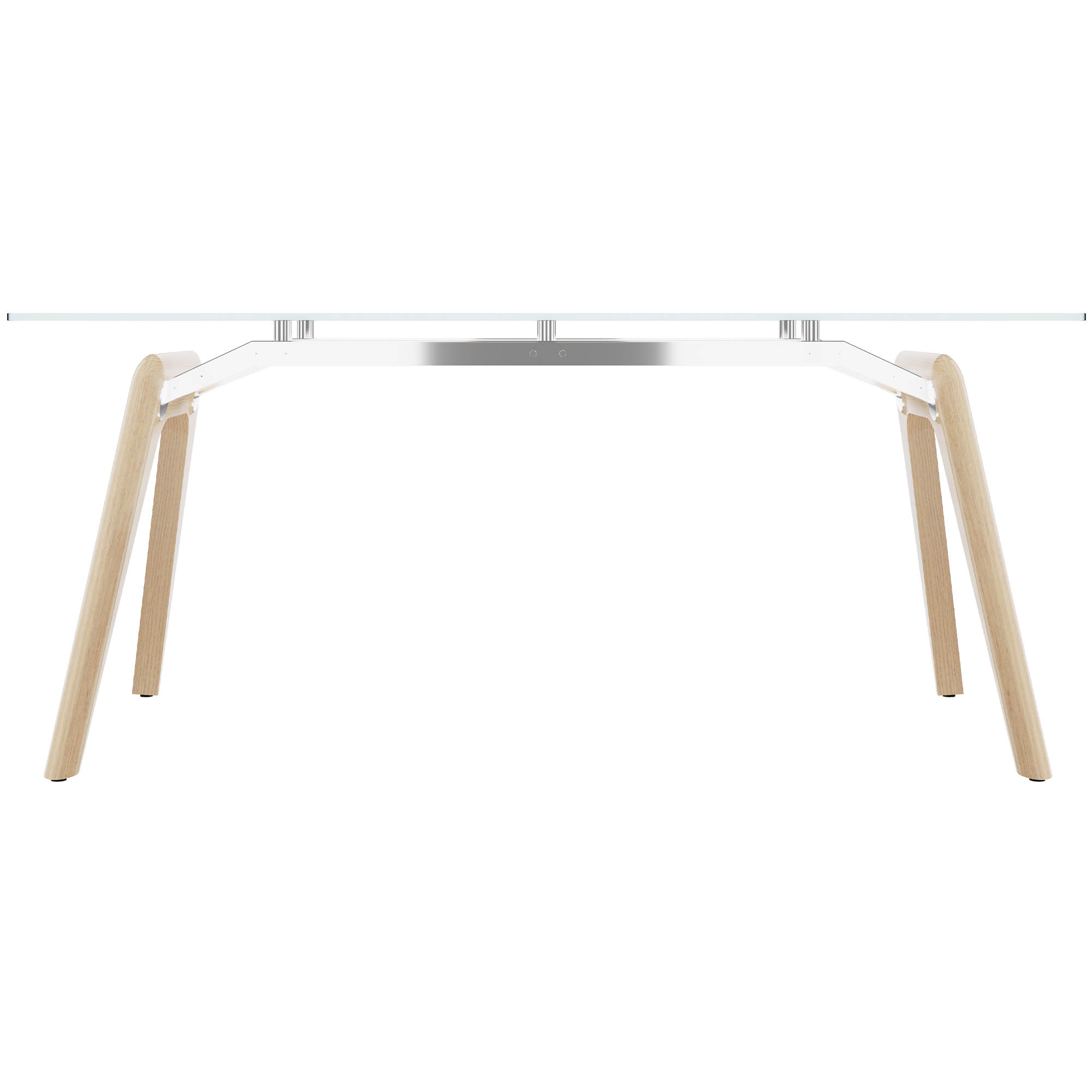 BRALCO RAIL desk | 1800 - 2400mm | Glass table top, solid oak wood frame - 4 Main Image