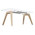 BRALCO RAIL desk | 1800 - 2400mm | Glass table top, solid oak wood frame - 2 Thumbnail Image