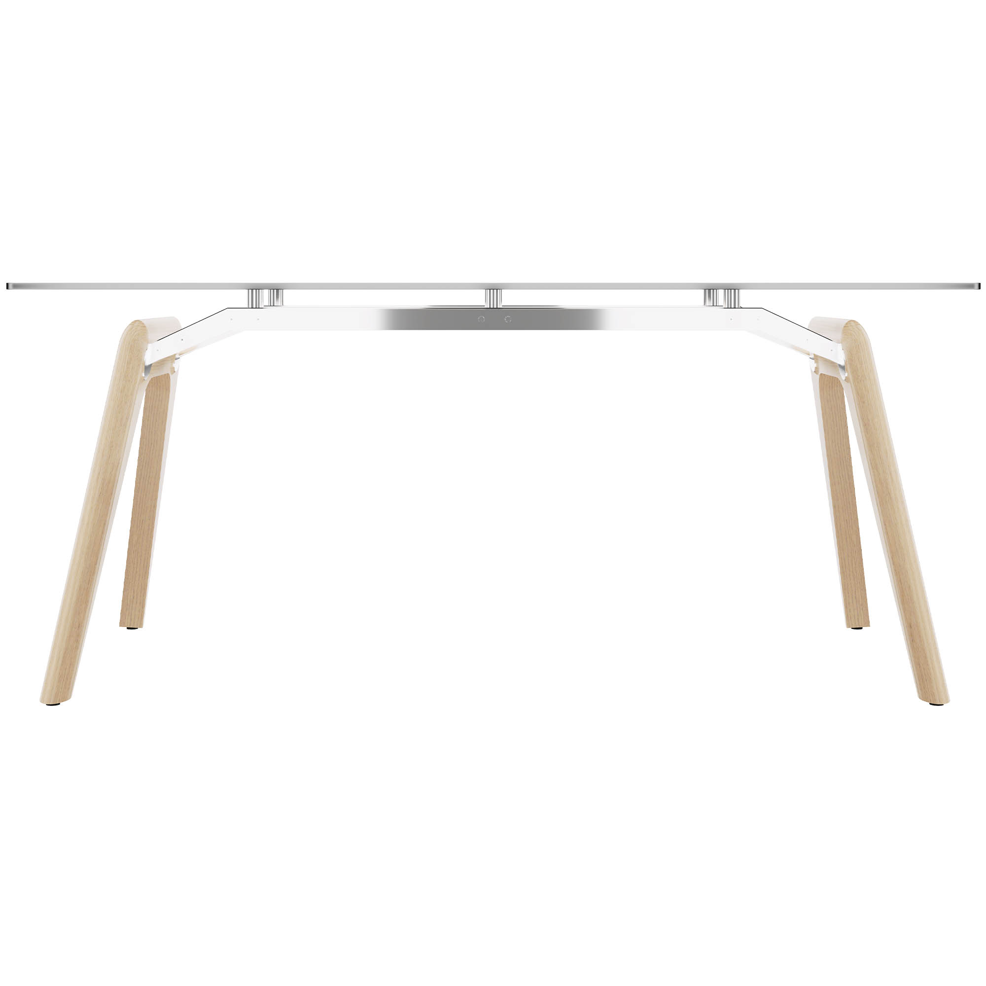 BRALCO RAIL desk | 1800 - 2400mm | Gray tinted glass table top, solid oak wood frame - 4 Main Image