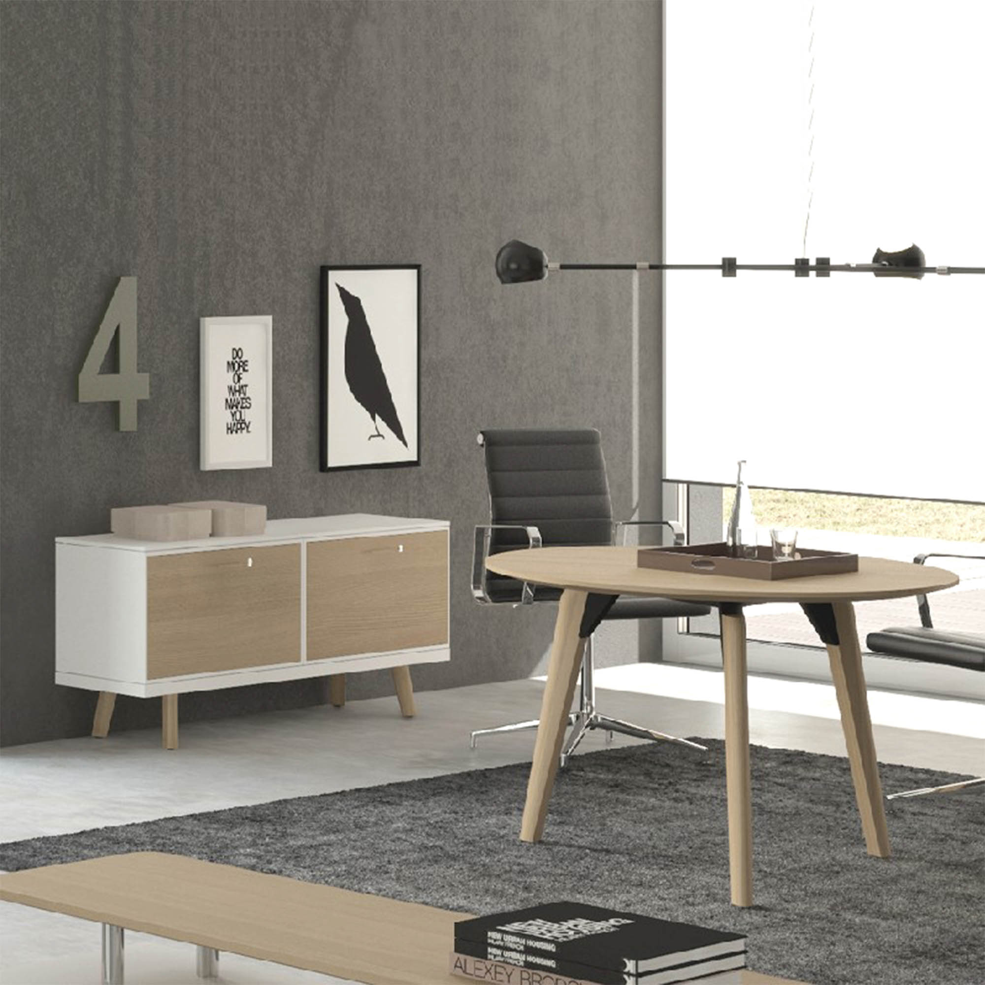 BRALCO RAIL Meeting table | Round, 1200 - 1600 mm (4 - 6 persons), real wood, white oak - 13 Main Image
